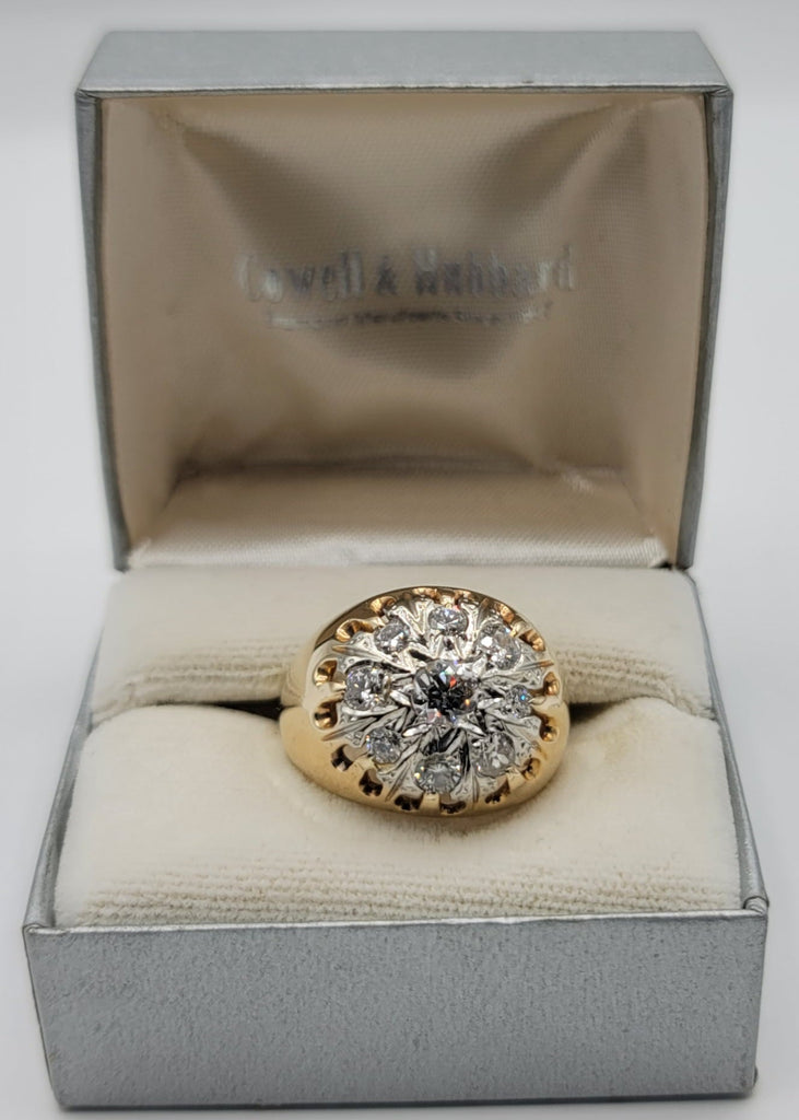 Discover Timeless Elegance: The Exquisite Vintage Hand Engraved Men's Diamond Cluster Ring