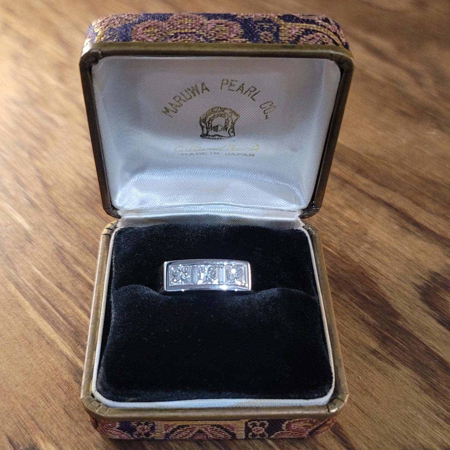 Sleek aModern Diamond Ring for Men with Princess Cuts and Baguettes in 18K White Gold | Peters Vaults