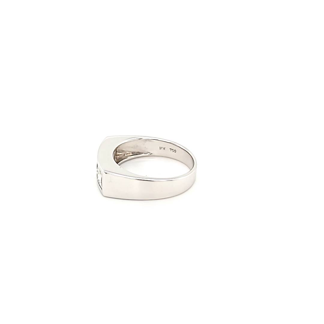 Sleek aModern Diamond Ring for Men with Princess Cuts and Baguettes in 18K White Gold | Peters Vaults