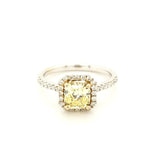 Certified Yellow Diamond Halo Engagement Ring in 18K - Peter's Vaults