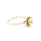 Certified Yellow Diamond Halo Engagement Ring in 18K - Peter's Vaults