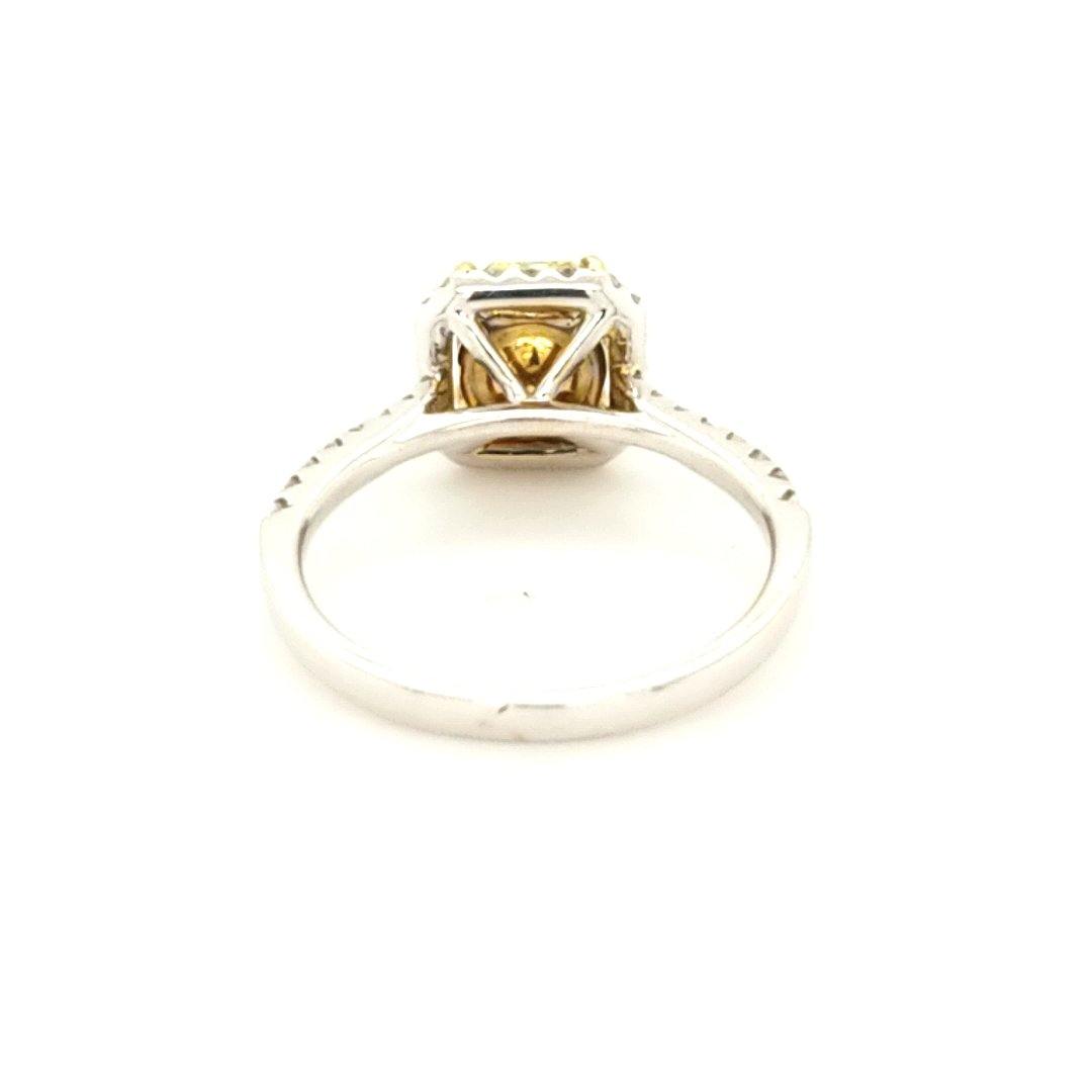 Certified Yellow Diamond Halo Engagement Ring in 18K - Peter's Vaults
