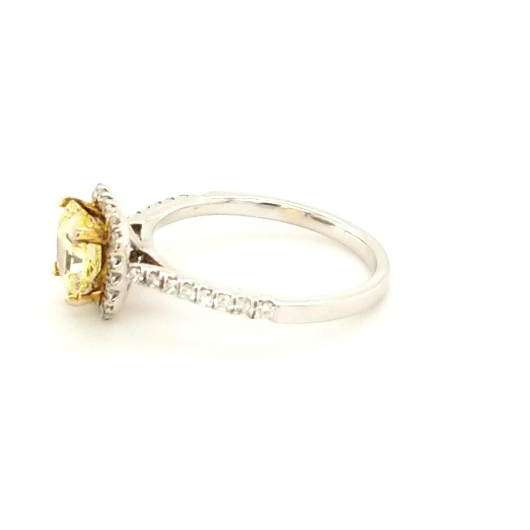 Certified Yellow Diamond Halo Engagement Ring in 18K - Peter's Vaults