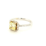 Certified Yellow Diamond Halo Engagement Ring in 18K - Peter's Vaults