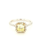 Certified Yellow Diamond Halo Engagement Ring in 18K - Peter's Vaults