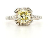 Certified Yellow Diamond Halo Engagement Ring in 18K - Peter's Vaults
