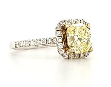 Certified Yellow Diamond Halo Engagement Ring in 18K - Peter's Vaults