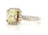 Certified Yellow Diamond Halo Engagement Ring in 18K - Peter's Vaults