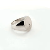 Hand Crafted Vintage Signet Ring with Solitaire Diamond in 18K White Gold | Peter's Vaults