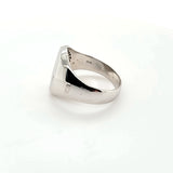 Hand Crafted Vintage Signet Ring with Solitaire Diamond in 18K White Gold | Peter's Vaults