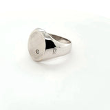 Hand Crafted Vintage Signet Ring with Solitaire Diamond in 18K White Gold | Peter's Vaults