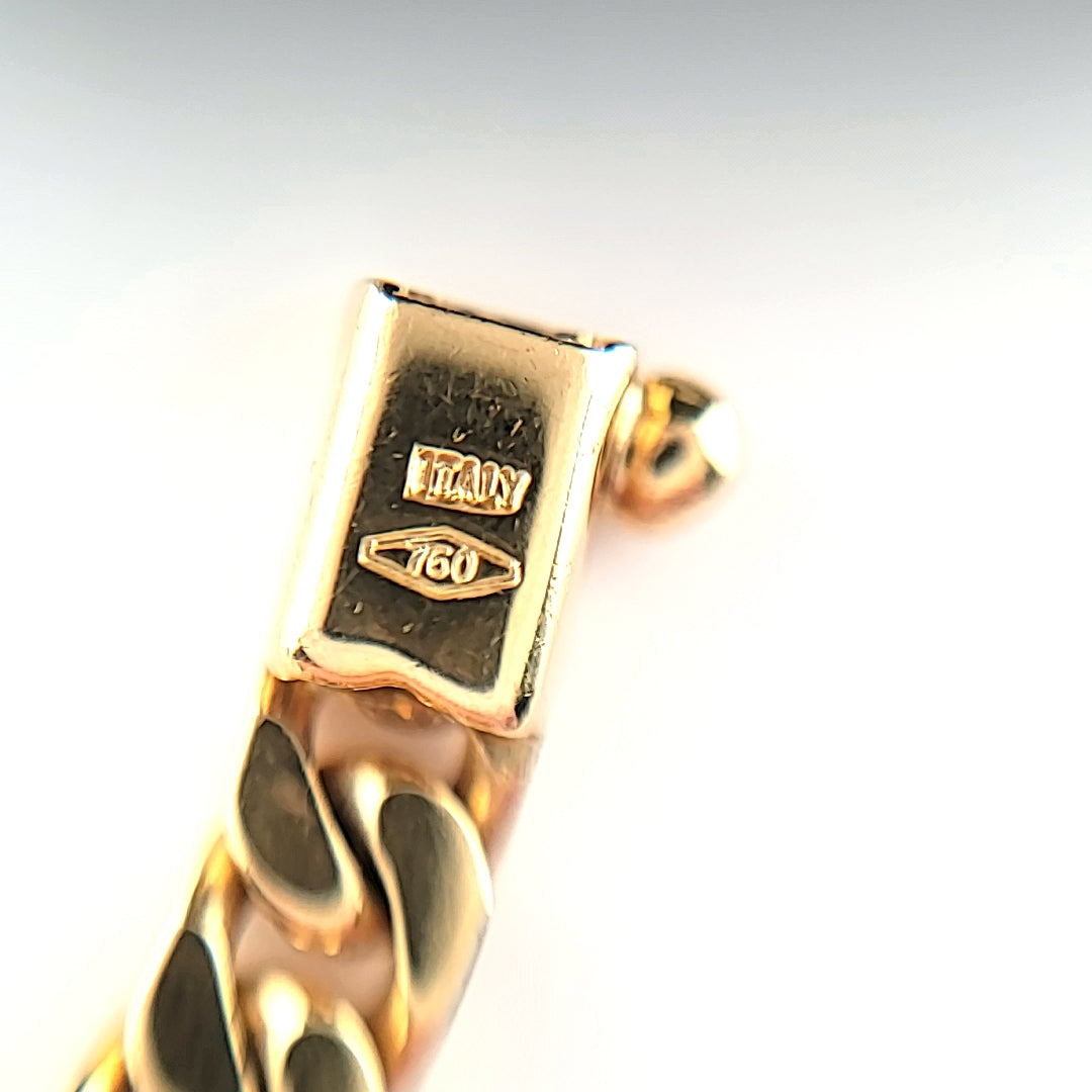 RARE Vintage Cuban Link Diamond Bracelet Made in Italy - 18K Gold | Peter's Vaults