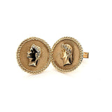 Alluring Pair of Rare Vintage Hand Crafted Roman Bust Diamond Cufflinks in 14K Gold | Peter's Vaults