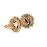 Alluring Pair of Rare Vintage Hand Crafted Roman Bust Diamond Cufflinks in 14K Gold | Peter's Vaults