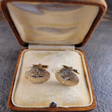 Alluring Pair of Vintage Handcrafted Diamond Oval Cufflinks in 14K Gold | Peter's Vaults