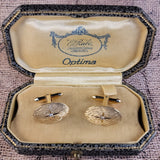 Alluring Pair of Vintage Handcrafted Diamond Oval Cufflinks in 14K Gold | Peter's Vaults