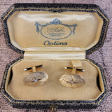 Alluring Pair of Vintage Handcrafted Diamond Oval Cufflinks in 14K Gold | Peter's Vaults