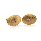 Alluring Pair of Vintage Handcrafted Diamond Oval Cufflinks in 14K Gold | Peter's Vaults