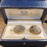 Alluring Pair of Vintage Handcrafted Diamond Oval Cufflinks in 14K Gold