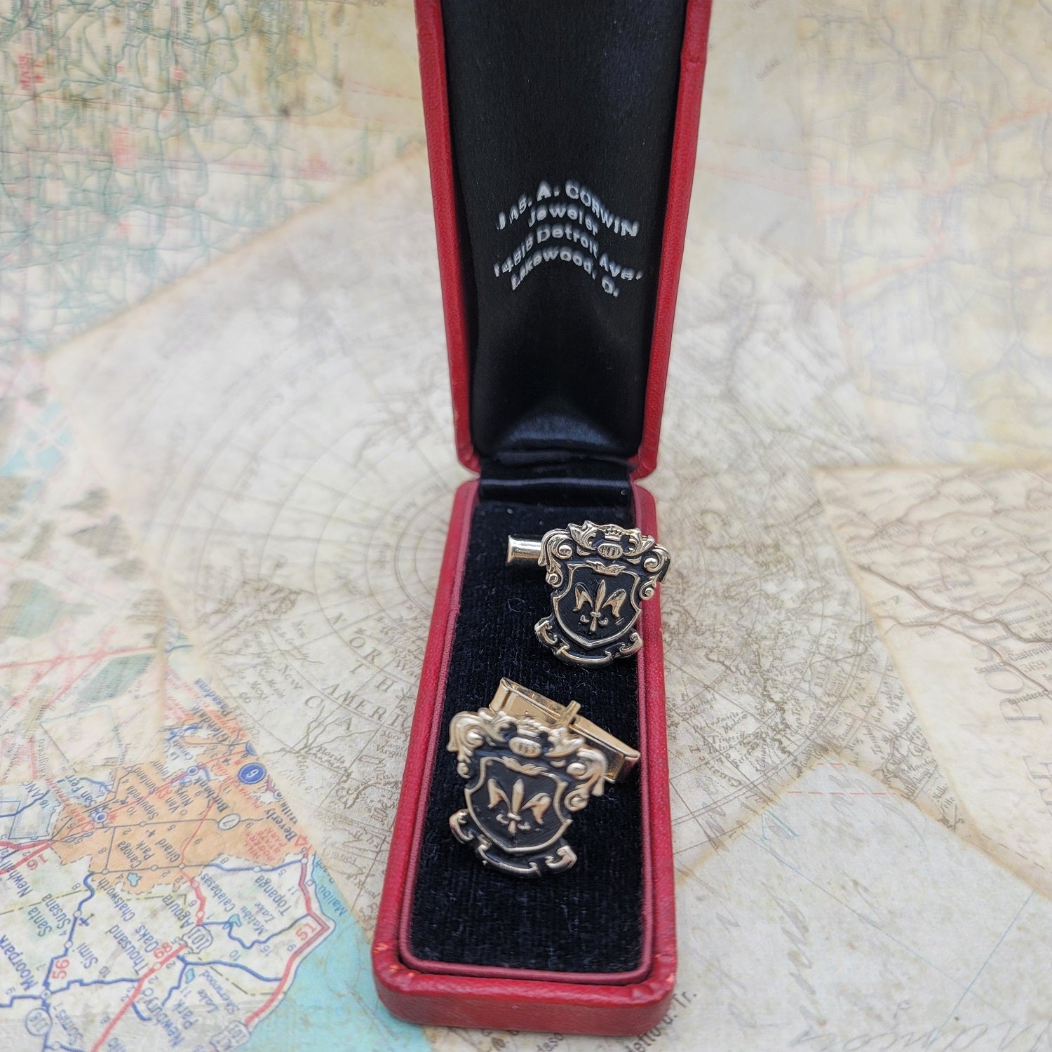 Bold and Unique Vintage Coat of Arms Cufflinks - Antiqued Finish  | Peter's Vaults