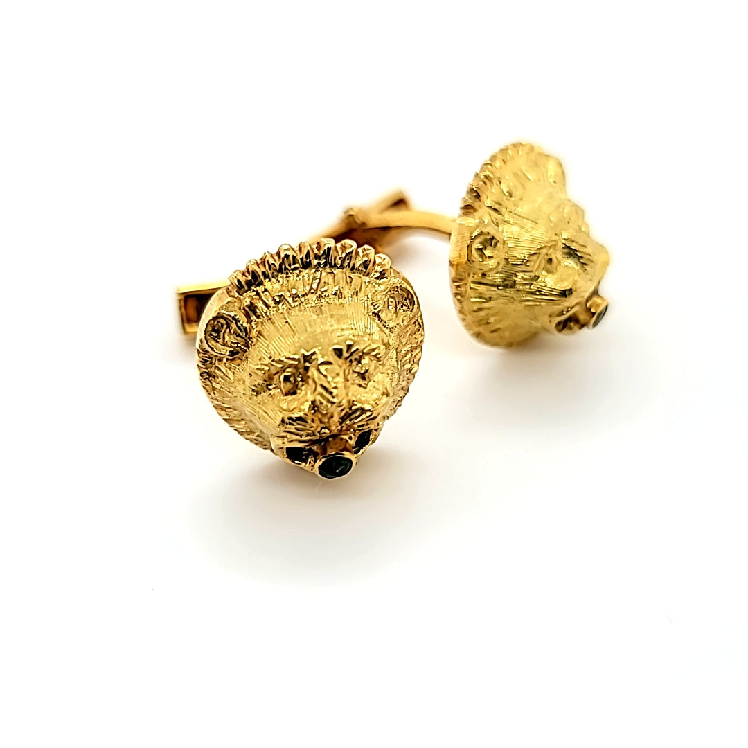 Captivating Lion Motif Versace Inspired Vintage Cufflinks in Rich 18K Yellow Gold | Peter's Vaults