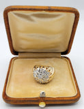 One of a Kind Vintage Hand Engraved Men's Diamond Cluster Ring in 14K Gold