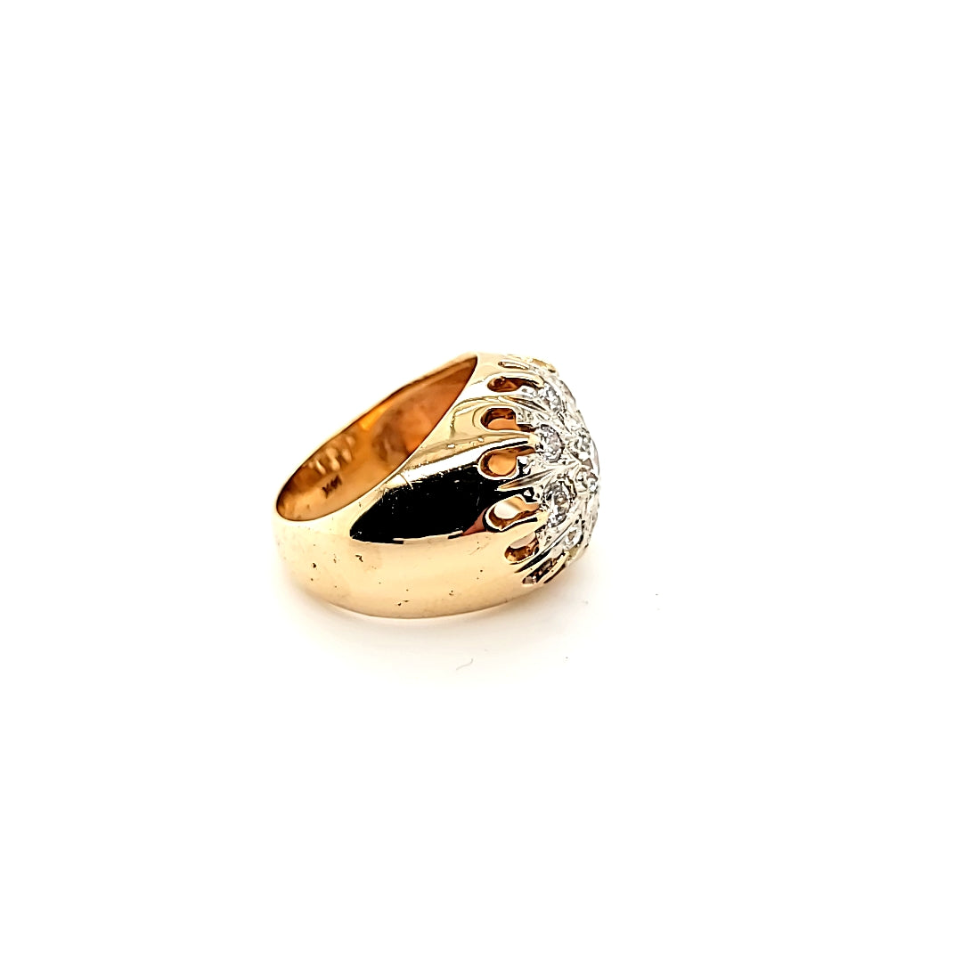 Classic Vintage Cluster Ring for Men with Shimmering Diamonds in 14K Gold | Peter's Vault 