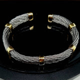 Elegant Stainless Steel and 18K Yellow Gold Mens Vintage Bangle Bracelet Peter's Vault 