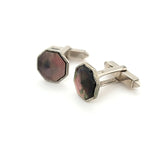 Elegant Vintage Handcrafted Dark Mother of Pearl Octagon Cufflinks | Peter's Vaults