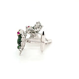 Extravagant Green Tsavorite & Rhodolite Garnet and Diamond Frog Cufflinks in 18KW | Peters Vaults