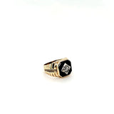 Gleaming Onyx and Old Mine Cut Diamond Gents Pinky Ring in 10K Gold - ULTRA RARE  Peter's Vaults