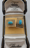 Gorgeous Pair of Rare Vintage Turquoise Cufflinks in 18K Gold