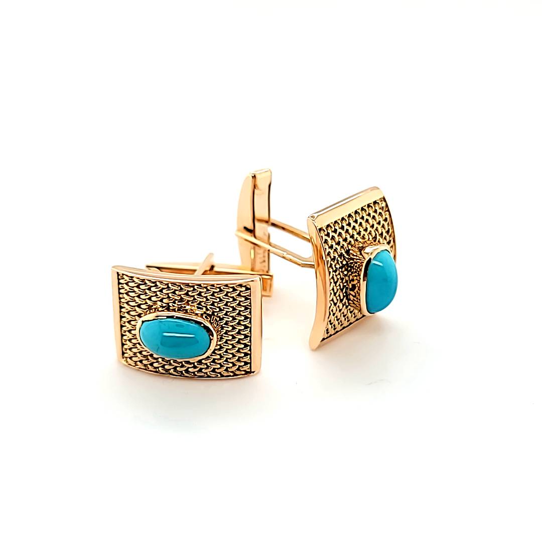 Gorgeous Pair of Rare Vintage Turquoise Cufflinks in 18K Gold  Peter's Vaults