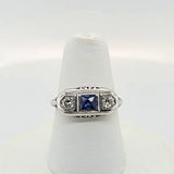 Gorgeous 100 Year Old Antique Sapphire Diamond Ring 18K-Peters Vaults 