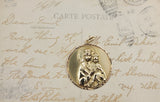 Large Vintage Italian Hand-Crafted Madonna & Child Medallion Pendant in 14K Gold