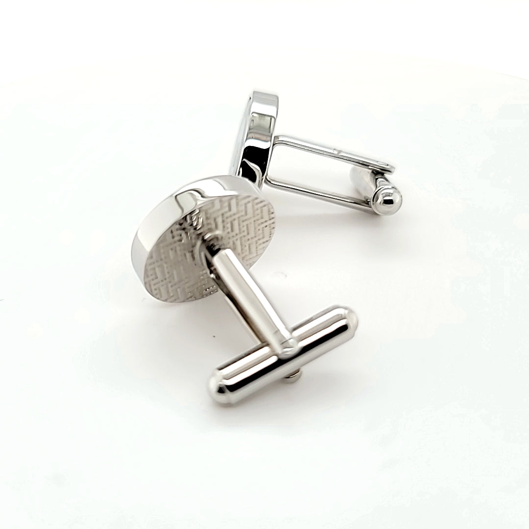 Modern Design Hand-Crafted Onyx & Mother of  Pearl Cufflinks in Sterling Silver | Peter's Vaults
