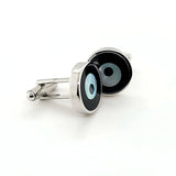 Modern Design Hand-Crafted Onyx & Mother of  Pearl Cufflinks in Sterling Silver | Peter's Vaults