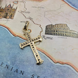 Rare Gorgeous Byzantine Style Black Diamond Cross in 14K Gold