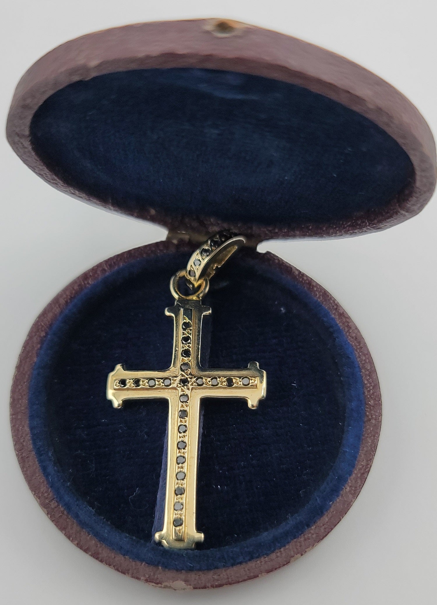 Rare Gorgeous Byzantine Style Black Diamond Cross in 14K Gold | Peter's Vaults