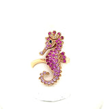 Scintillating Pink Sapphire Seahorse Pendant in Rich 18K Gold Peters Vaults-4