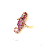 Scintillating Pink Sapphire Seahorse Pendant in Rich 18K Gold Peters Vaults-8