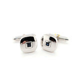 Shimmering Modern Design Elegant Sapphire Cufflinks in 14K White Gold  Peter's Vaults