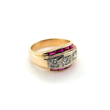 Shimmering Ruby and Diamond Vintage Men's Ring in 14K Gold  Peter's Vaults