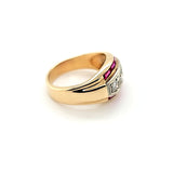 Shimmering Ruby and Diamond Vintage Men's Ring in 14K Gold  Peter's Vaults