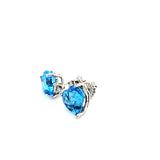 Shimmering Heart Shaped Blue Topaz Diamond Earrings 14K Peters Vaults