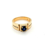 Sleek Mens Sapphire and Diamond Wedding Ring in 14K Gold  Peter's Vaults