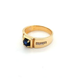 Sleek Mens Sapphire and Diamond Wedding Ring in 14K Gold  Peter's Vaults