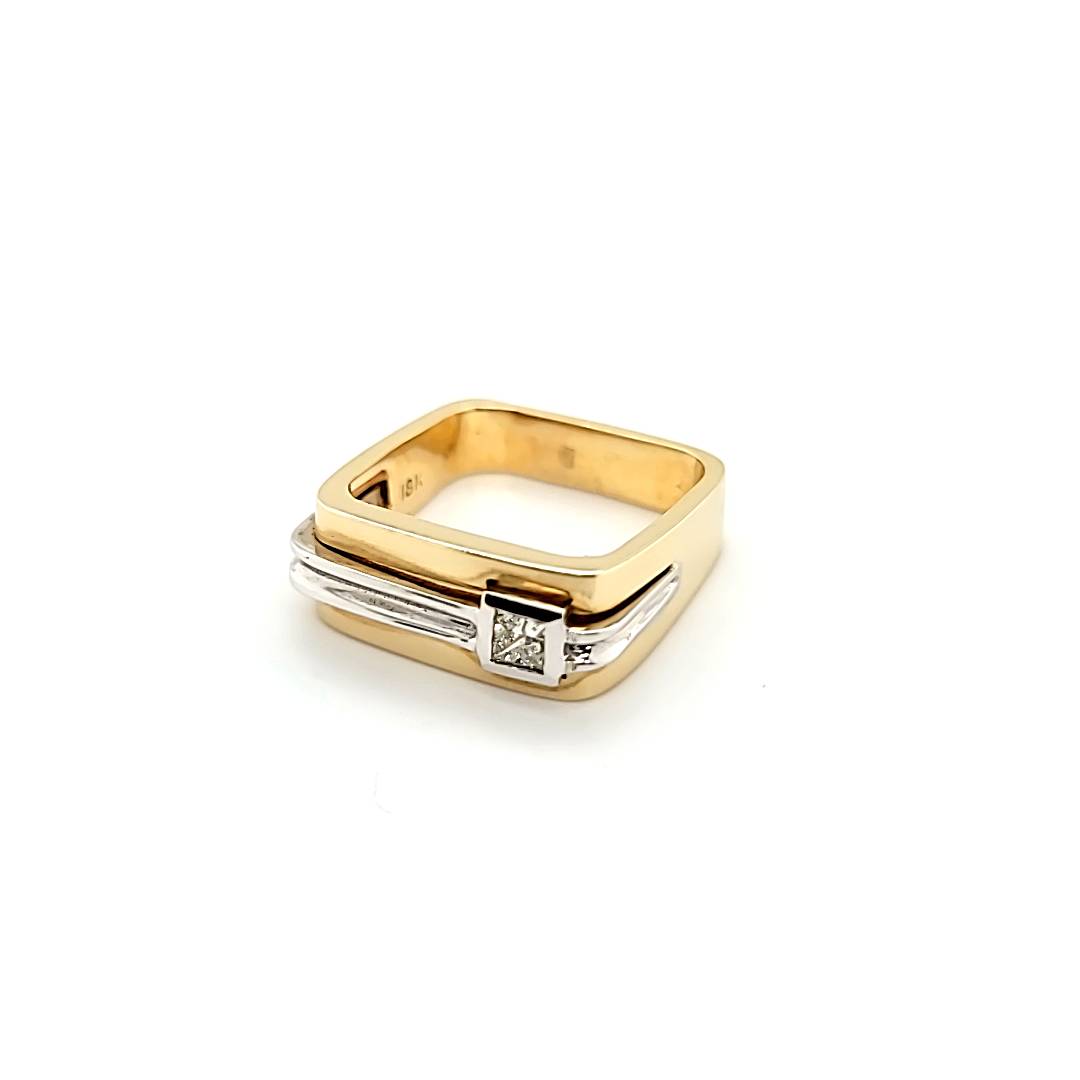 Sleek Vintage Mens Modern Design Diamond Ring in Two Tone 18K Gold  Peter's Vaults