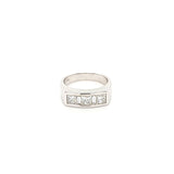 Sleek aModern Diamond Ring for Men with Princess Cuts and Baguettes in 18K White Gold | Peters Vaults