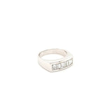 Sleek aModern Diamond Ring for Men with Princess Cuts and Baguettes in 18K White Gold | Peters Vaults